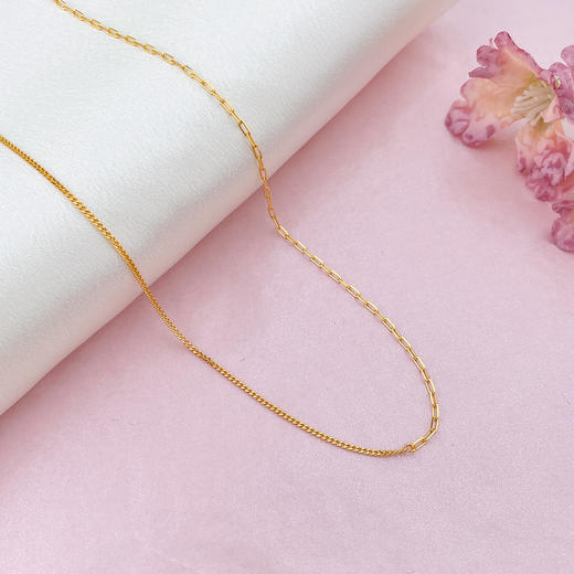 【限时克减150元】足金999 5G黄金17-18寸调节AB链十字间侧身项链(AG5GXL00015)（预售产品下单后不退款不退货不换货不补差价） 商品图1