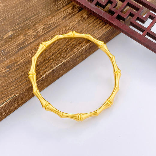 【限时克减150元】足金999.9 古法空心固口手镯古法节节高升竹报平安竹节手镯（面宽约5.7-6.1mm，厚约3.8mm)(ANWZGFSZ00260)预售产品下单后不退款不退货不换货不补差价 商品图1