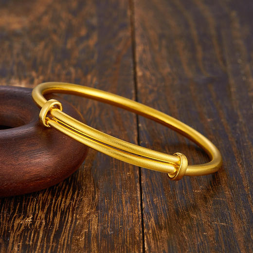 【限时克减150元】足金999 古法实心(面宽约3.5-3.7mm)光圈推拉圆管推拉手镯(YGFSZ00287)（）预售产品下单后不退款不退货不换货不补差价 商品图1