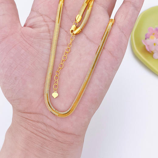 【限时克减128元】足金999 5G黄金可调节软蛇骨链项链蚯蚓链项链(AR5GXL00001)补差价）预售产品下单后不退款不退货不换货不补差价 商品图2