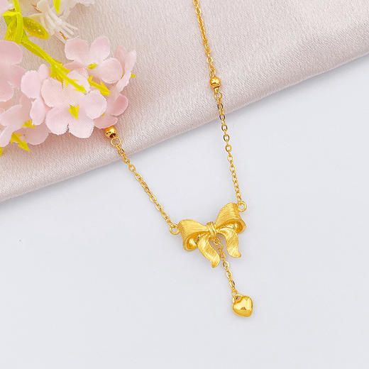 【限时克减150元】足金999 #在逃公主 【精品】调节心形爱心流苏蝴蝶结项链一见倾心在逃公主蝴蝶结套链(AUTL00015)（预售产品下单后不退款不退货不换货不补差价） 商品图2