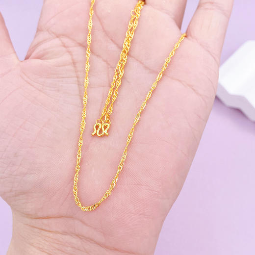 【限时克减150元】足金999 5G黄金17-18寸调节水波纹项链(AG5GXL00020-3)（预售产品下单后不退款不退货不换货不补差（预售产品下单后不退款不退货不换货不补差 商品图2