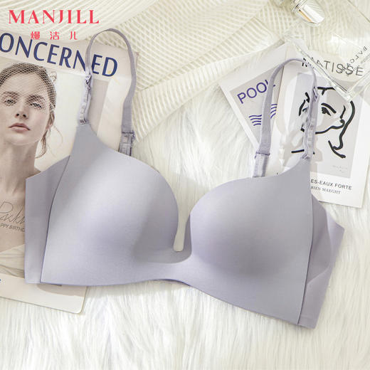 【大胸显小BC杯】熳洁儿 文胸内衣薄款夏季女光面无钢圈薄杯内衣女无痕文胸22261505 商品图0
