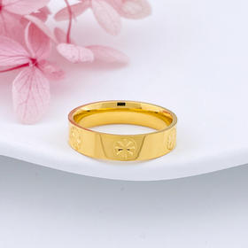 【限时克减150元】足金999.9 【精品】实心固口戒指镜面金米字纹圈戒（面宽约4.7-5.1mm）(ANWZJZ00002-1)（预售产品下单后不退款不退货不换货不补差价
