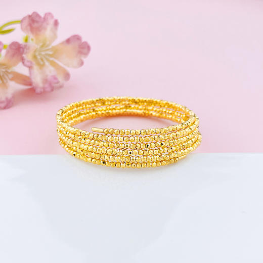 【限时克减150元】足金999  5G黄金五圈蹦迪珠弹力镯空心开口蹦迪珠手镯弹力手镯（总面宽约11.2-11.6mm）(AN5GSZ00001-1)（预售产品下单后不退款不退货不换货不补差价） 商品图1