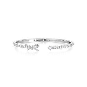 卡蒂罗/KADER 闪光少女系列 星光蝴蝶结手镯 925银丝带蝴蝶结少女心设计开口可调节银镯 满钻锆石浪漫俏皮 礼盒