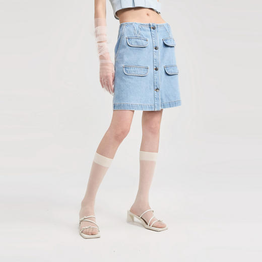 lost in echo2024夏季新款牛仔短款吊带背心上衣工装半身裙女套装 商品图3