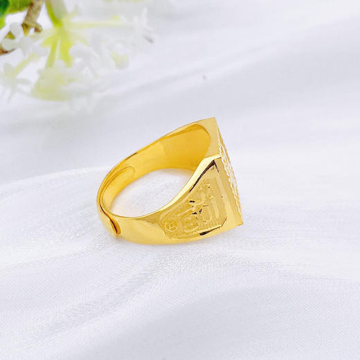 【限时克减150元】足金999.9 空心活口戒指福字男戒带字男士戒指方形戒指(NJ00079)（预售产品下单后不退款不退货不换货不补差价（预售产品下单后不退款不退货不换货不补差价 商品图1