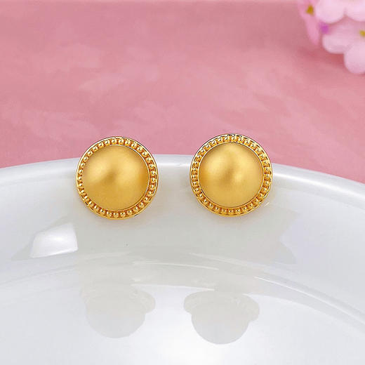 【限时克减150元】足金 无氰5D硬金空心金珠辘珠边耳饰（配胶塞）(AU5DES00003)（预售产品下单后不退款不退货不换货不补差价（预售产品下单后不退款不退货不换货不补差价 商品图0
