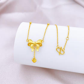 【限时克减150元】足金999 #在逃公主 【精品】调节心形爱心流苏蝴蝶结项链一见倾心在逃公主蝴蝶结套链(AUTL00015)（预售产品下单后不退款不退货不换货不补差价）