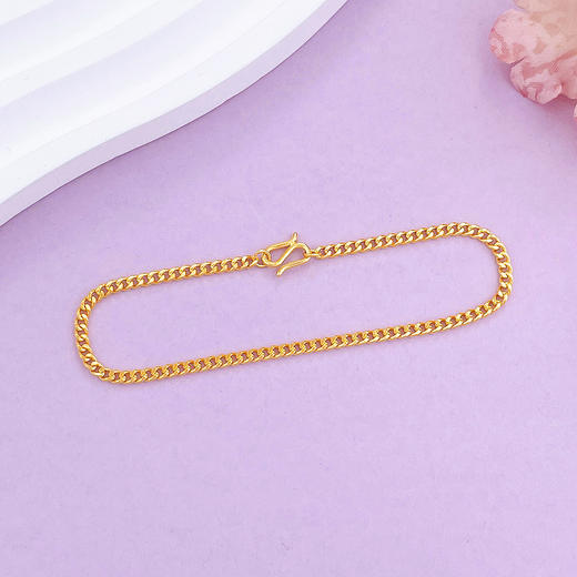 【限时克减150元】足金999 5G黄金不可调节手链老板链侧身链手链女士手链（可以穿绳的古巴链）(AG5GSL00133)（预售产品下单后不退款不退货不换货不补差价） 商品图1