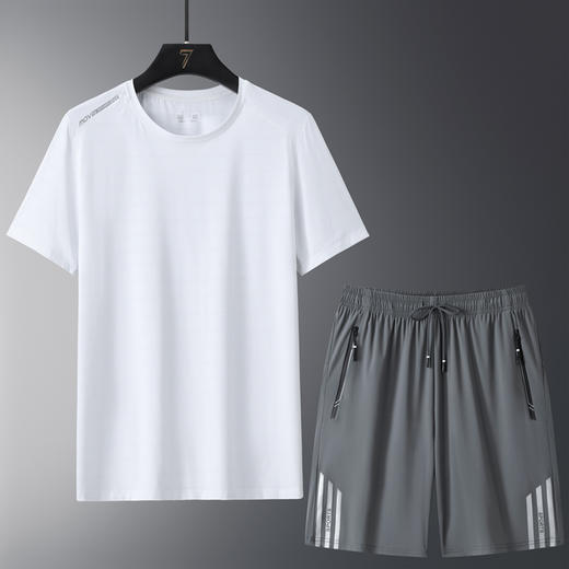 【冰丝套装】【DSK】大依优型大码夏季套装圆领短袖T恤夏季加肥加大肥佬休闲宽松透气上衣男士半袖夏装 商品图7