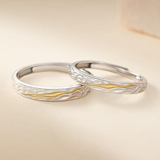 卡蒂罗/KADER 丁达尔效应情侣对戒 925银精致小香风莫比乌斯光面素圈开口可调节一对 恋爱频率浪漫氛围感配饰 礼物 商品图2