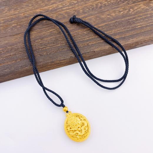 【限时克减150元】足金999 古法空心挂绳镂空花丝双面龙凤圆牌吊坠（含珠子）(OGFDZ00291)（预售产品下单后不退款不退货不换货不补差价） 商品图3