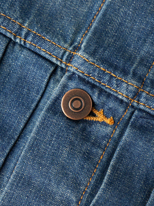 COCO ZONE 时尚翻领水洗牛仔衬衫单排扣长袖上衣CC1B1473 商品图5