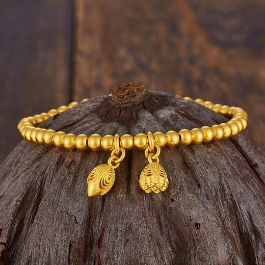 【限时克减150元】足金999 #两世欢 #古法两世欢手串圆珠(珠约4mm)手串(周长约16.5-17.5cm)(YGFSC00092-1)补差价）预售产品下单后不退款不退货不换货不补差价 商品图0