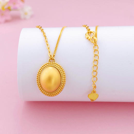 足金 无氰5D硬金空心金珠调节AB链辘珠边椭圆形金珠套链(AU5DTL00006)（预售产品下单后不退款不退货不换货不补差价（预售产品下单后不退款不退货不换货不补差价 商品图0