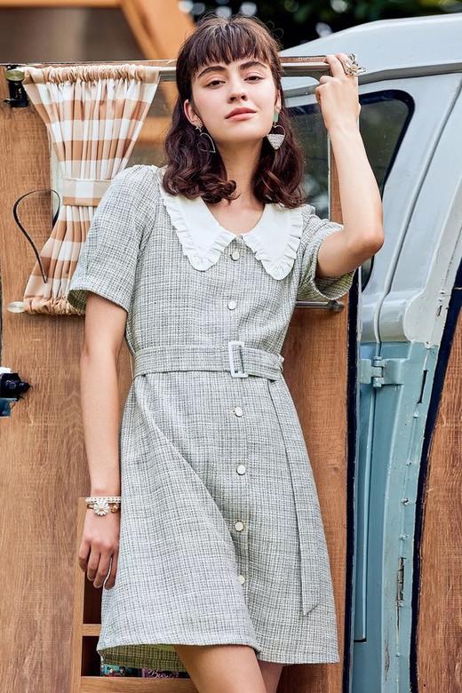 Betu百图 甜美娃娃领短袖腰带连衣裙 12468 商品图0