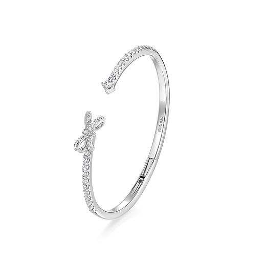 卡蒂罗/KADER 闪光少女系列 星光蝴蝶结手镯 925银丝带蝴蝶结少女心设计开口可调节银镯 满钻锆石浪漫俏皮 礼盒 商品图2