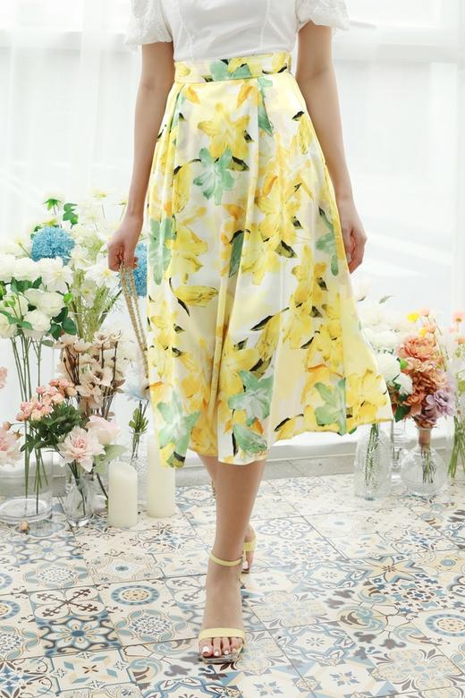 L.Fleuri 气质雪纺百合印花半裙 13083 商品图0