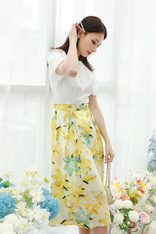 L.Fleuri 气质雪纺百合印花半裙 13083 商品图2