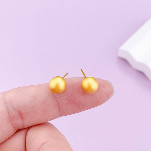 【限时克减128元】足金 【精品】无氰5D硬金耳饰耳钉空心转运金珠耳饰耳钉（配胶塞）(AU5DES00021-3)（预售产品下单后不退款不退货不换货不补差价） 商品图2