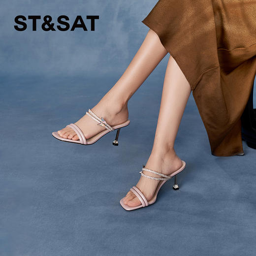 星期六闪烁蝴蝶钻带细跟拖鞋SSC2115242 商品图5