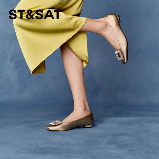 星期六精致方头晶扣粗跟单鞋SSC3111246 商品图4