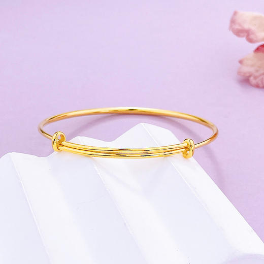 【限时克减150元】足金 实心手镯光面推拉手镯光圈推拉手镯素圈推拉手镯圆管推拉手镯(HWSZ00002-04) (面宽约2.4-2.6mm)（一经下单不支持退款） 商品图1