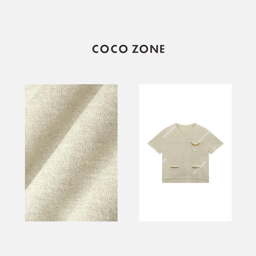 COCO ZONE "囗袋T"设计感口袋拼接针织衫百搭短袖上衣CC1B1319 商品图2