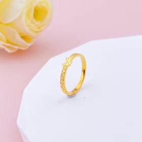 【限时克减150元】足金999 #小红书 #固口戒指 #碎碎冰 （足金999字印）5G黄金实心蝴蝶圈戒线戒(5GJZ00821)（预售产品下单后不退款不退货不换货不补差价）