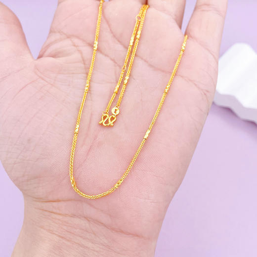 【限时克减150元】足金999 5G黄金17-18寸调节肖邦间筒项链(AG5GXL00018-3)补差价）补差价）预售产品下单后不退款不退货不换货不补差价 商品图2