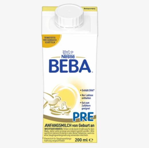 【系统升级中，微信下单优惠】     顺丰常温发货，跨境商品| 雀巢BEBA铂金版婴幼儿液态奶水奶Pre 200ml 商品图1