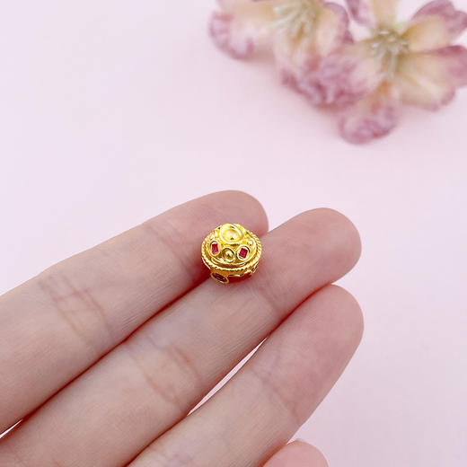 【定价黄金】足金 3D硬金烤漆财源广进财字聚宝盆手串配件(V3DSC00382)（预售产品下单后不退款不退货不换货不补差价） 商品图3