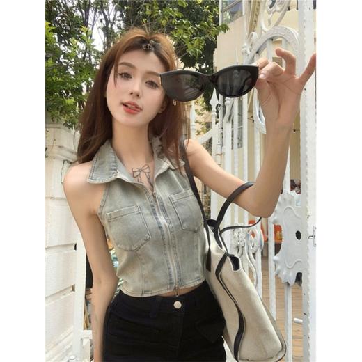 【露背牛仔背心】高品质辣妹设计感 夏季韩系 薄款挂脖小吊带上衣女ins风 商品图1