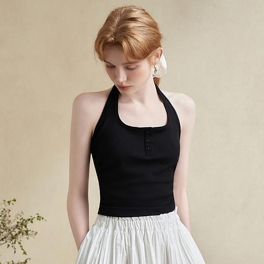 法式复古简约挂脖吊带背心女日清凉百搭内搭吊带V1841508 商品图2