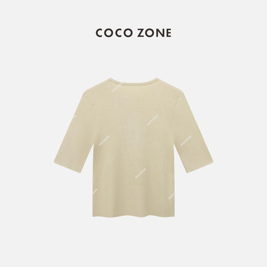 COCO ZONE 2024春上新纽扣圆领上衣设计感半袖毛针织衫CC1A0575 商品图1