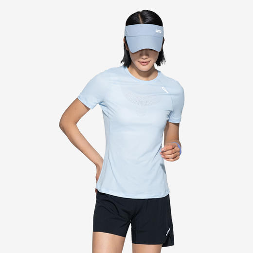 UTO/悠途向氢男款小方格跑步短袖女圆领户外运动吸汗休闲短袖 商品图2