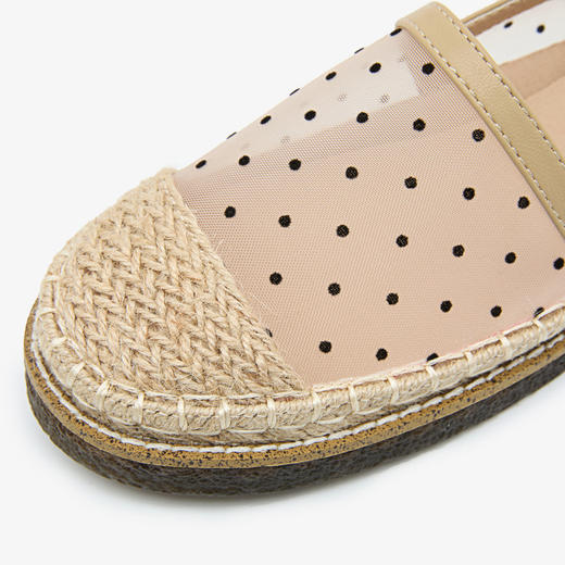 西遇网纱渔夫鞋女新款秋季法式波点草编透气平底一脚蹬单鞋V0047260 商品图5