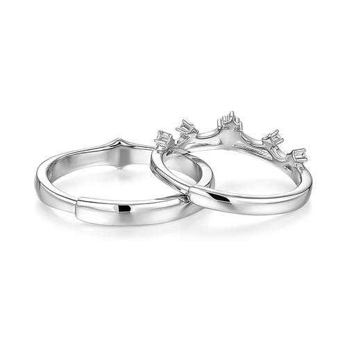 卡蒂罗/KADER 公主与骑士情侣对戒 925银轻奢时尚冠冕造型皇冠设计开口可调节一对 优雅浪漫恋爱必备礼盒 商品图2