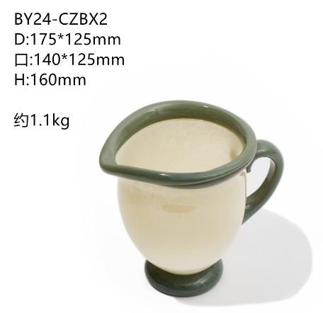 创意轻奢中古风单耳双色玻璃花瓶台面餐桌家居软装酒店陈列摆件品 商品图8