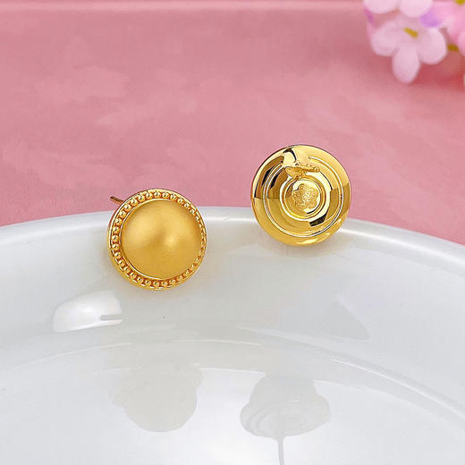 【限时克减150元】足金 无氰5D硬金空心金珠辘珠边耳饰（配胶塞）(AU5DES00003)（预售产品下单后不退款不退货不换货不补差价（预售产品下单后不退款不退货不换货不补差价 商品图1