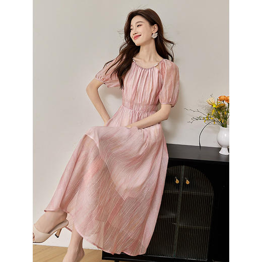 【专属特价】熙世界气质绝美蓝色天丝连衣裙2025夏季新款法式海边度假风裙子 商品图1