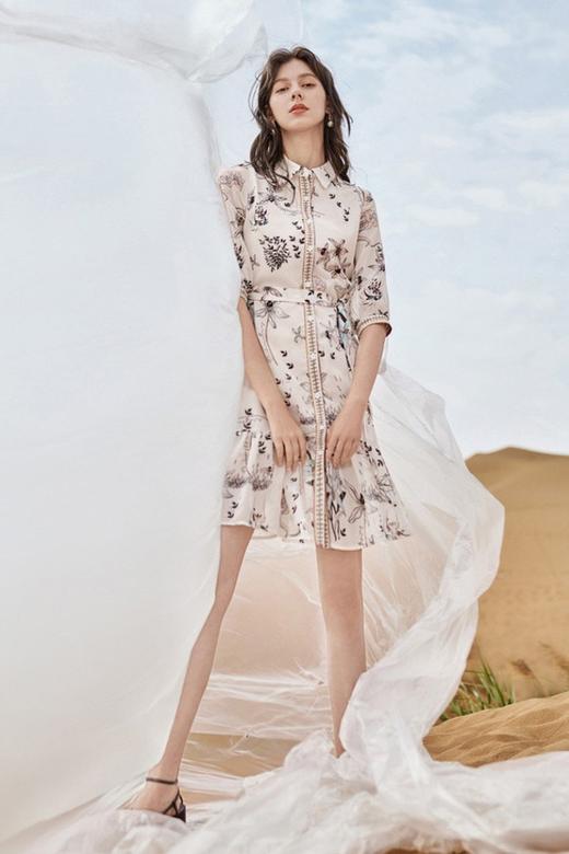 DUIBAI对白 复古敦煌花卉七分袖连衣裙 13007 商品图0