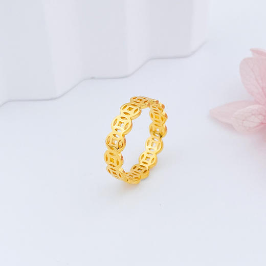 【限时克减150元】足金999 #固口戒指 (足金999字印)5G黄金镂空铜钱圈戒(5GJZ00801)（预售产品下单后不退款不退货不换货不补差价）（预售产品下单后不退款不退货不换货不补差价） 商品图1