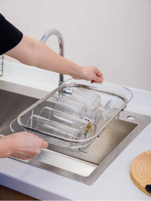 👒【KEYIOW不锈钢伸缩沥水篮】⭕1. 20KG 级别强力承重，具备强大的承载能力，💪可轻松应对各种重物。💦 商品图1