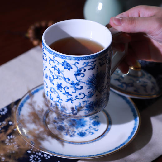 “盛世如意”青花珐琅杯 高透白瓷 会晤用品 商品图5