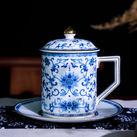 “盛世如意”青花珐琅杯 高透白瓷 会晤用品