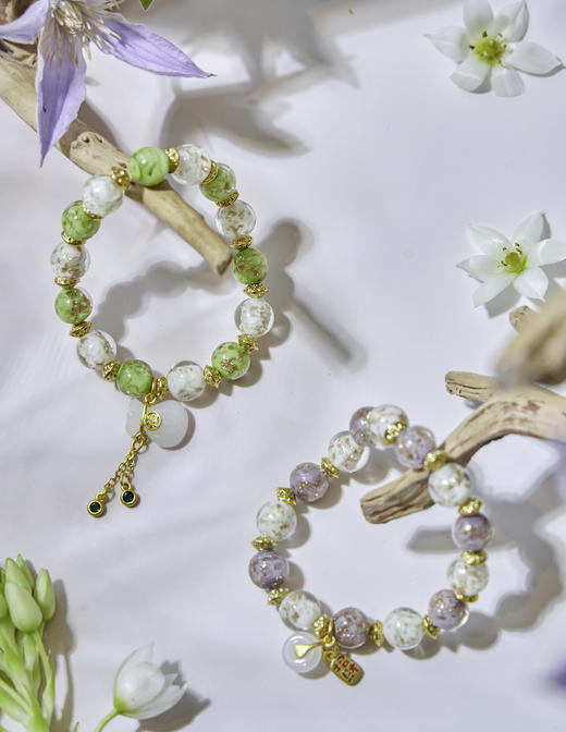 「好运莲莲」金箔琉璃手串 商品图1