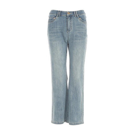 VIMAGE纬漫纪时尚高腰百搭显瘦经典蓝色微喇牛仔裤夏季新款VB2405306 商品图5